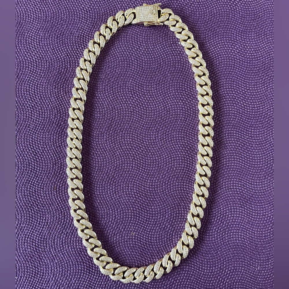 Gold 12mm Cuban link iced out chain